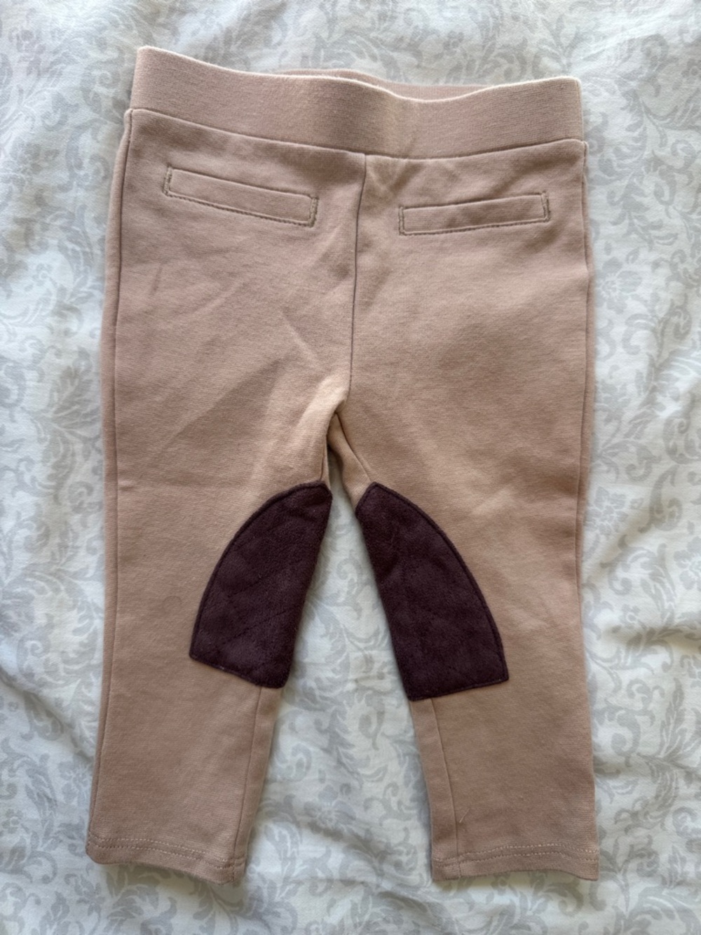 Janie and Jack Tan Riding Leggings with Brown Knee Patches 6-12m